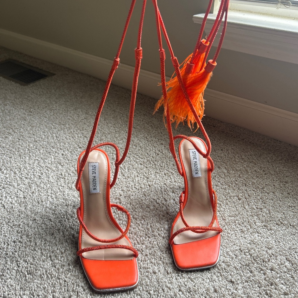 Orange Steve Madden Feathered Heel